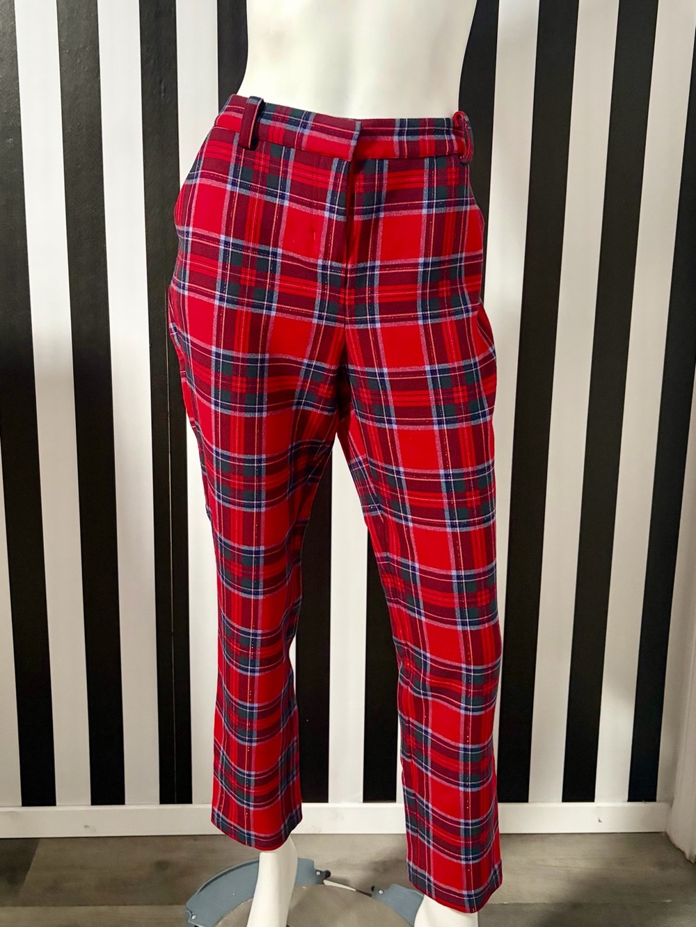 Vineyard Vines Women’s Plaid Tartan Pants Size 10 Lurex Straight Leg New w/ Tags